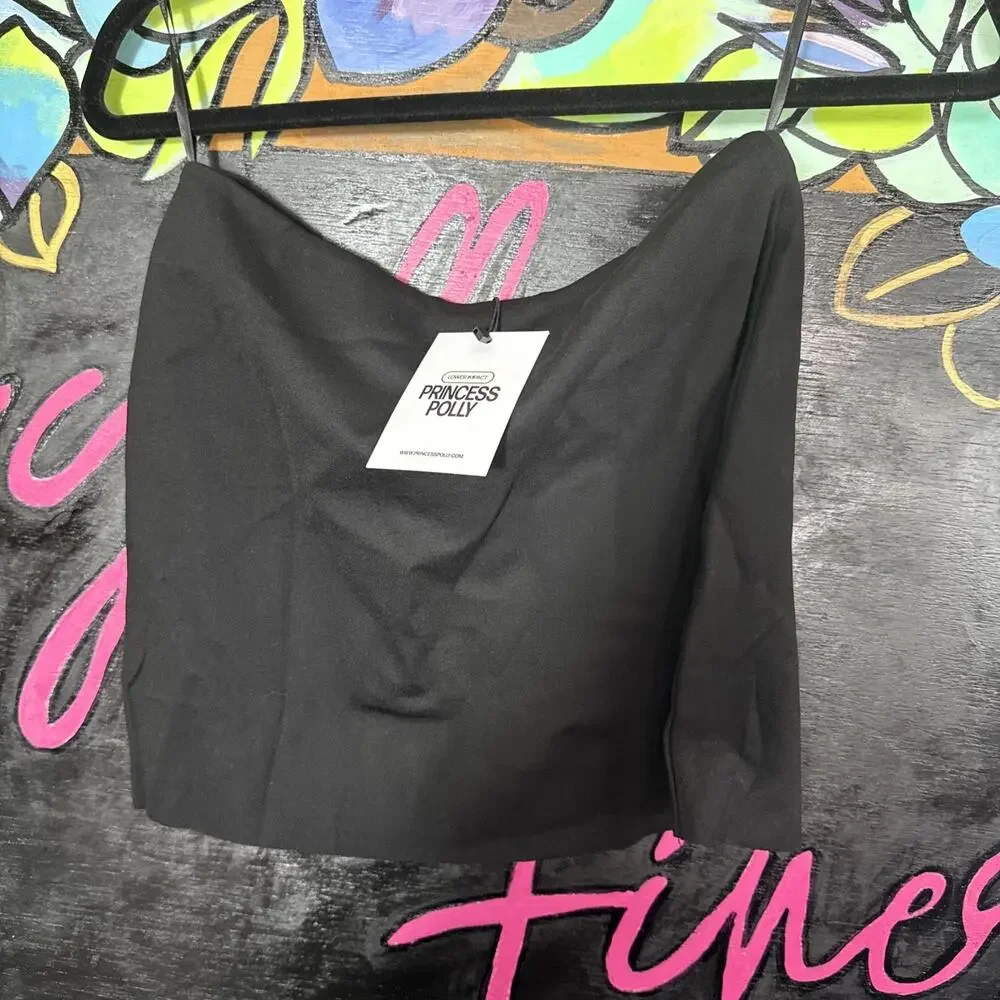 Princess Polly Karley Low Waist Mini Skirt, Size 4, Black